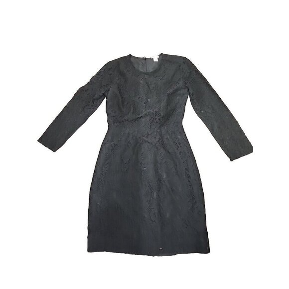 J. Crew Dress Mini Black Lace Overlay Sheath 3/4 Lace Sleeve Women's 0 - Picture 1 of 8